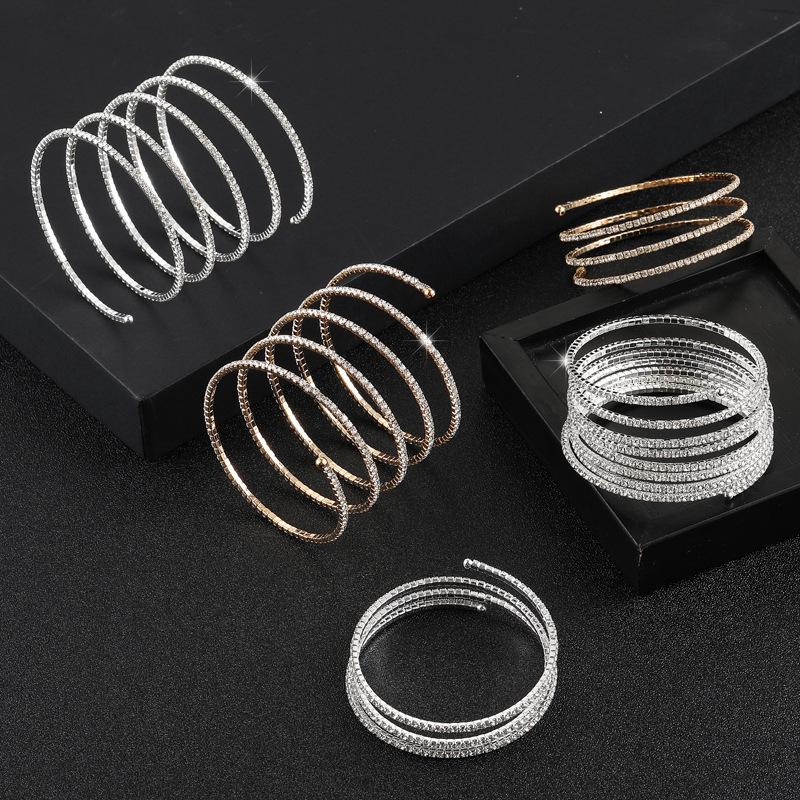 Arm Ring Rhinestone Elastic Bracelet Performance Belly Dance Jewelry Bride Multi-layer Grab Chain Bracelet Women