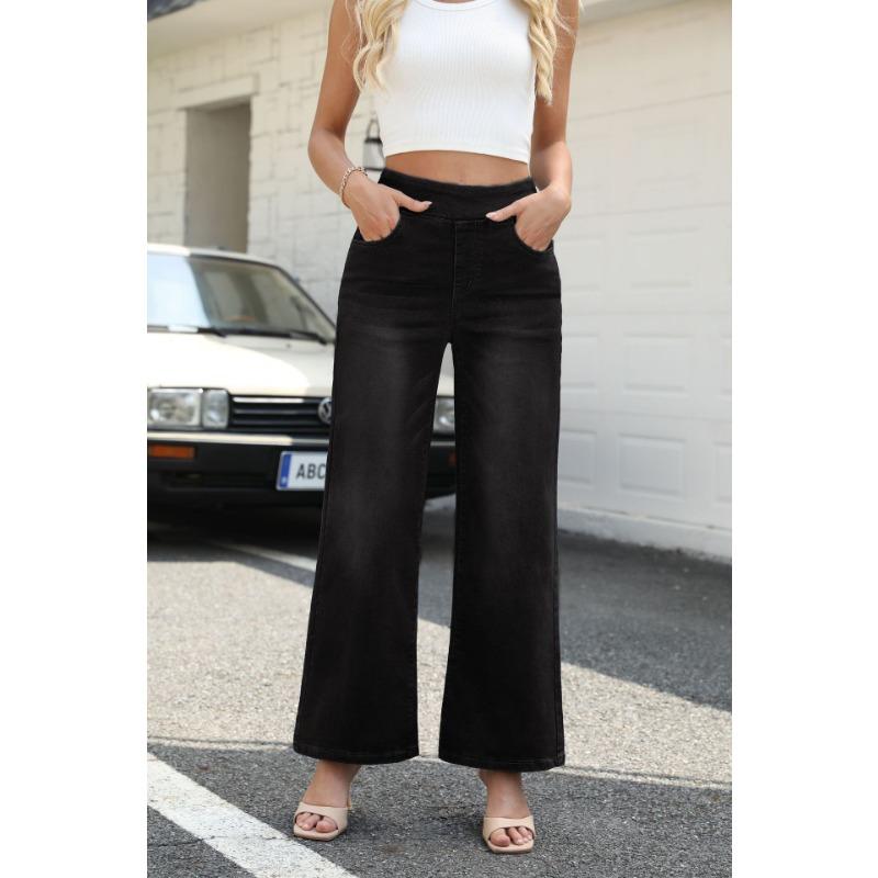 New Zipper High-waisted Loose Wide-leg Pants Cover the Meat and Look Thin Straight Women's Jeans and Trousers