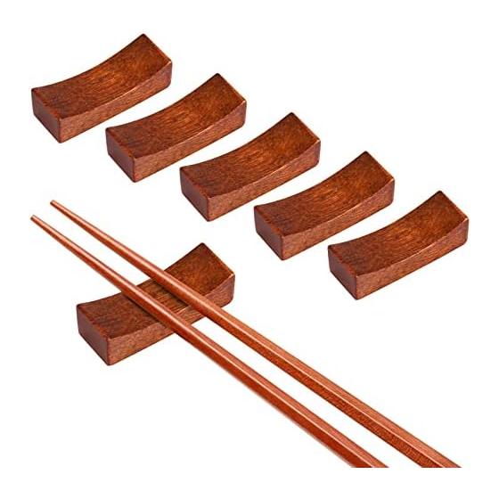 Annhua 5-Piece Wooden Chopstick Rests, Japanese Style Pillow Shape Cute Natural Wood Chopstick Holders, Elegant, Premium Chopstick Pillows for