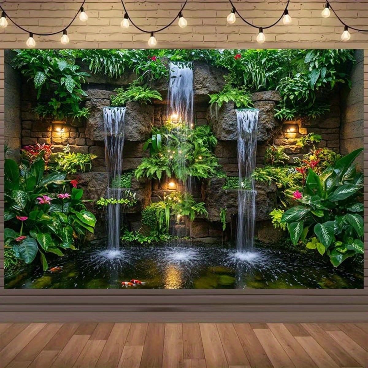 One realistic waterfall garden background featuring