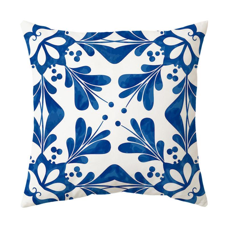 Blue Theme Simple Pattern Printed Pillow Cover Home Decor Geometric Mandala Sofa Cushion