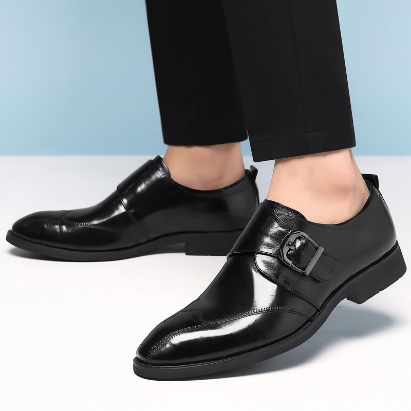 Fashion Luxury Brand Slip-on Gentleman's Stylish Social Business Formal Pointed Loafers Shoes Genuine Leather Dress Mens Wedding Oxfords