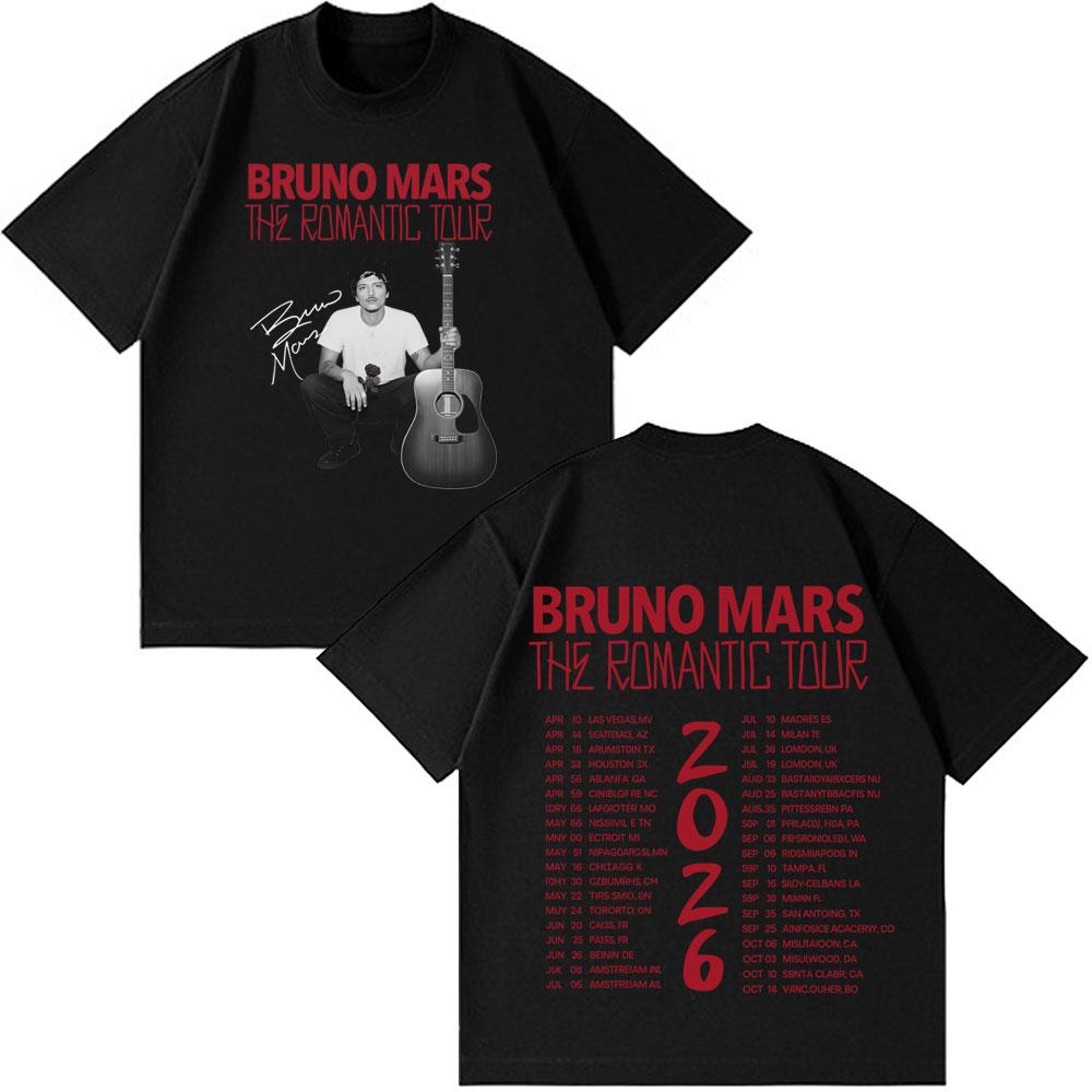 

rapper Bruno Mars Romantic Tour 2026 Graphics Tees Men Women Vintage Tshirts Shortsleeved Cotton Loose Hiphop ONeck Tshirts 2XL