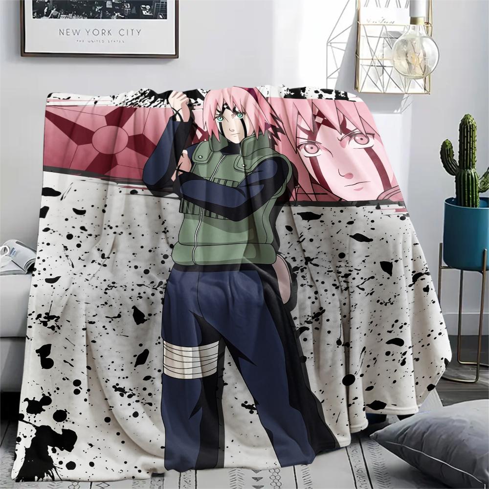 Naruto Sakura Haruno pattern Flannel Blanket, High quality Comfortable for All Seasons, Home Decor, Warmth and Comfort, Perfect for Gifts.