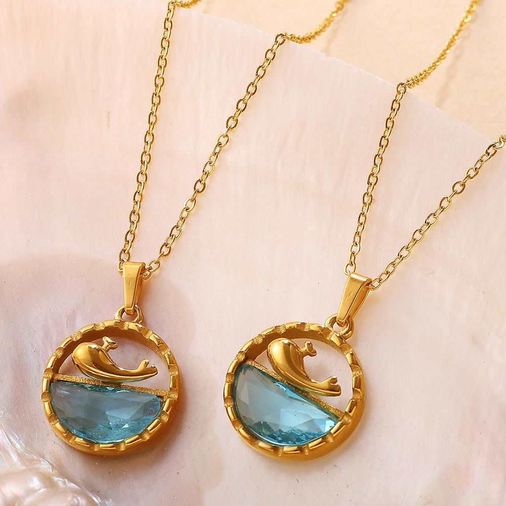 Fashion Trend Dolphin Sunflower Clavicle Chain Simple Niche Stainless Steel Retro Necklace
