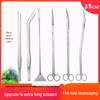 Enhanced Aquatic Plant Trimming Set: Stainless Steel Tweezers, Straight & Curved Scissors, Sand Rake for Large Fish Tanks.