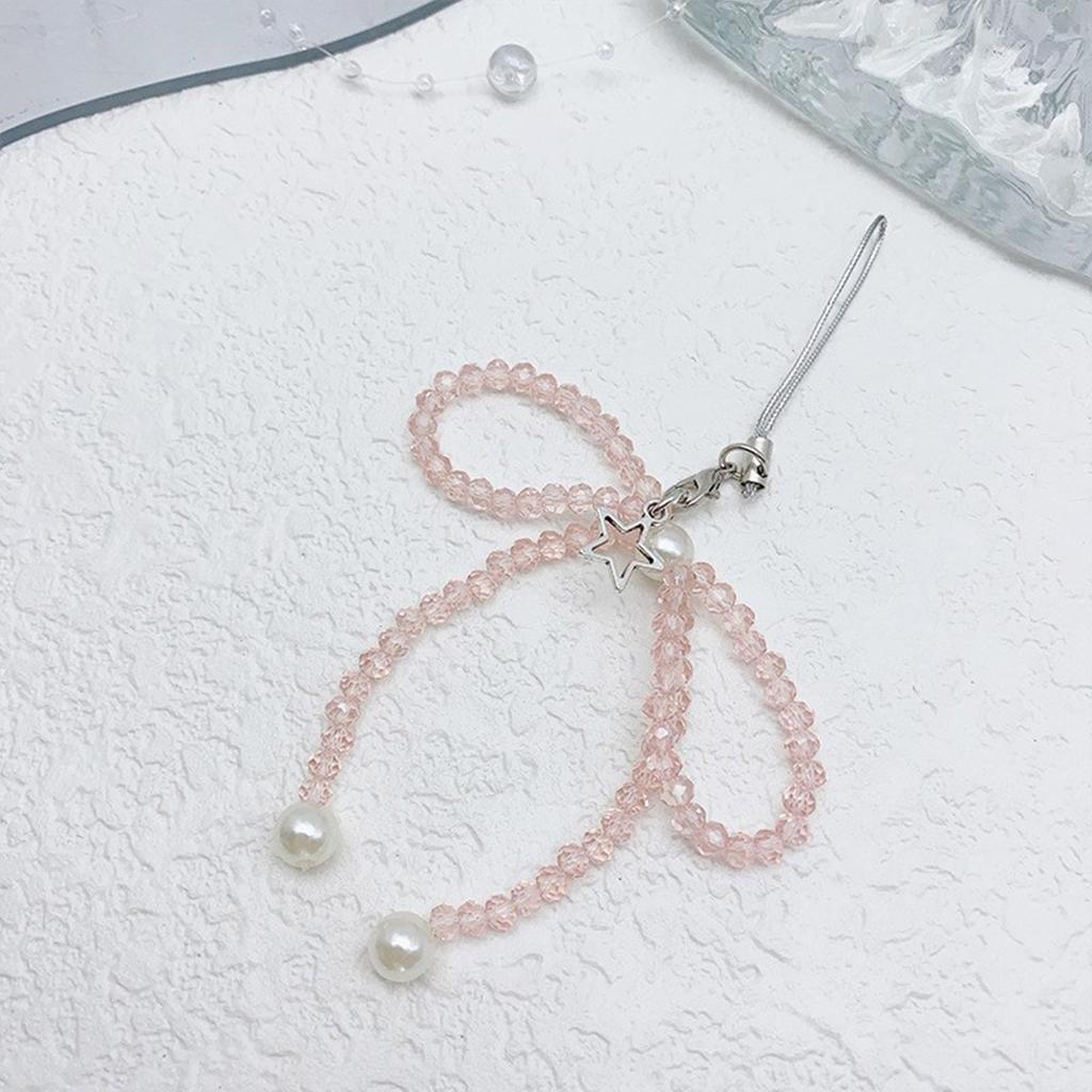 Funkelnder Kristallperlen Handy-Anhänger Reizende Schleife Stern Anhänger Schlüsselanhänger Stilvolle Taschen-Geldbörsen-Dekoration für Frauen Mädchen