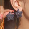 Temperament Luxury Shiny Full Diamond Pentagram Earrings Female High-Level Sense Of Geometric Earrings Fashion Earrings 1 Pair