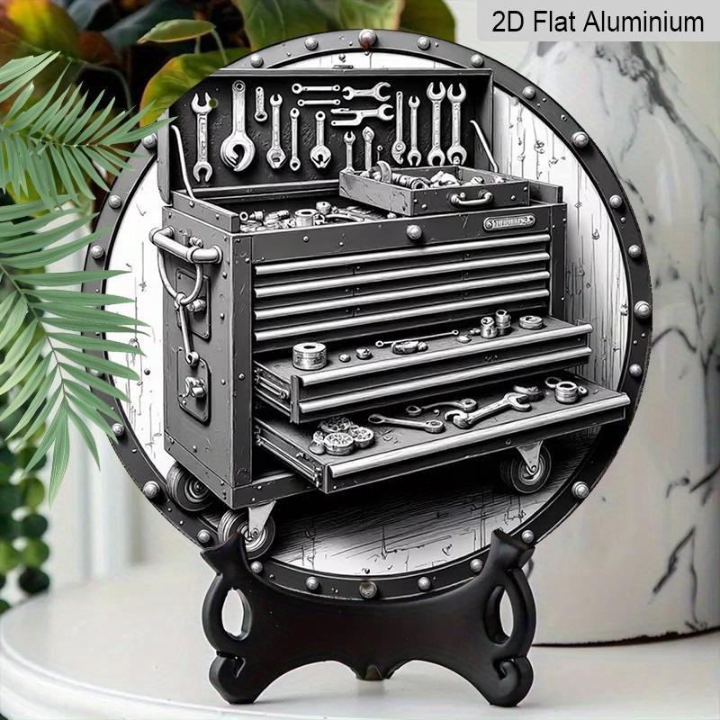 2D Flat 1pc Aluminum Decorative Piece, Toolbox Style 7.87 inches × 7.87 inches Perfect for decorating bars, kitchens, cafes, family rooms, living