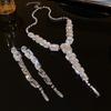 Round square long fringed stud earrings fashionable exaggerated earrings light luxury high-end earrings women