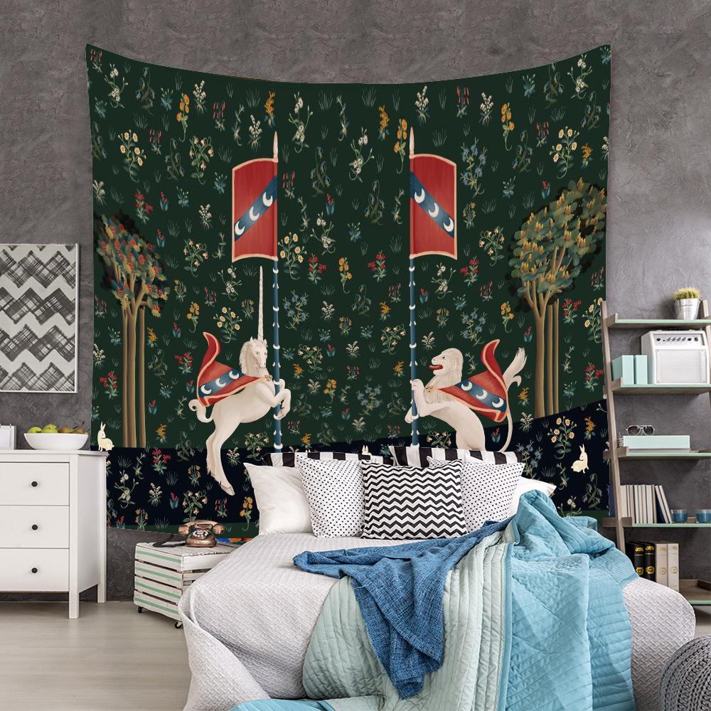 The Unicorn In Captivity Wall Tapestry Cover Beach Towel Picnic Yoga Mat Home Decoration Animal Wall Covering Blanket