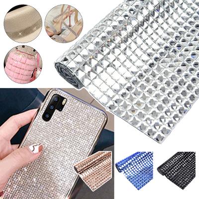 Bling Self-Adhesive Rhinestone Sticker Sheet Glitter Trim Applique 10mm Square Glass Rhinestone Sheets DIY Car Garment Decor