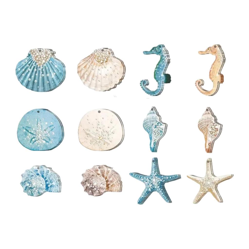 Beach Ocean Themed Christmas Ornaments Reusable Christmas Tree Hanging Ornaments for Holiday Party Office Halloween Thanksgiving