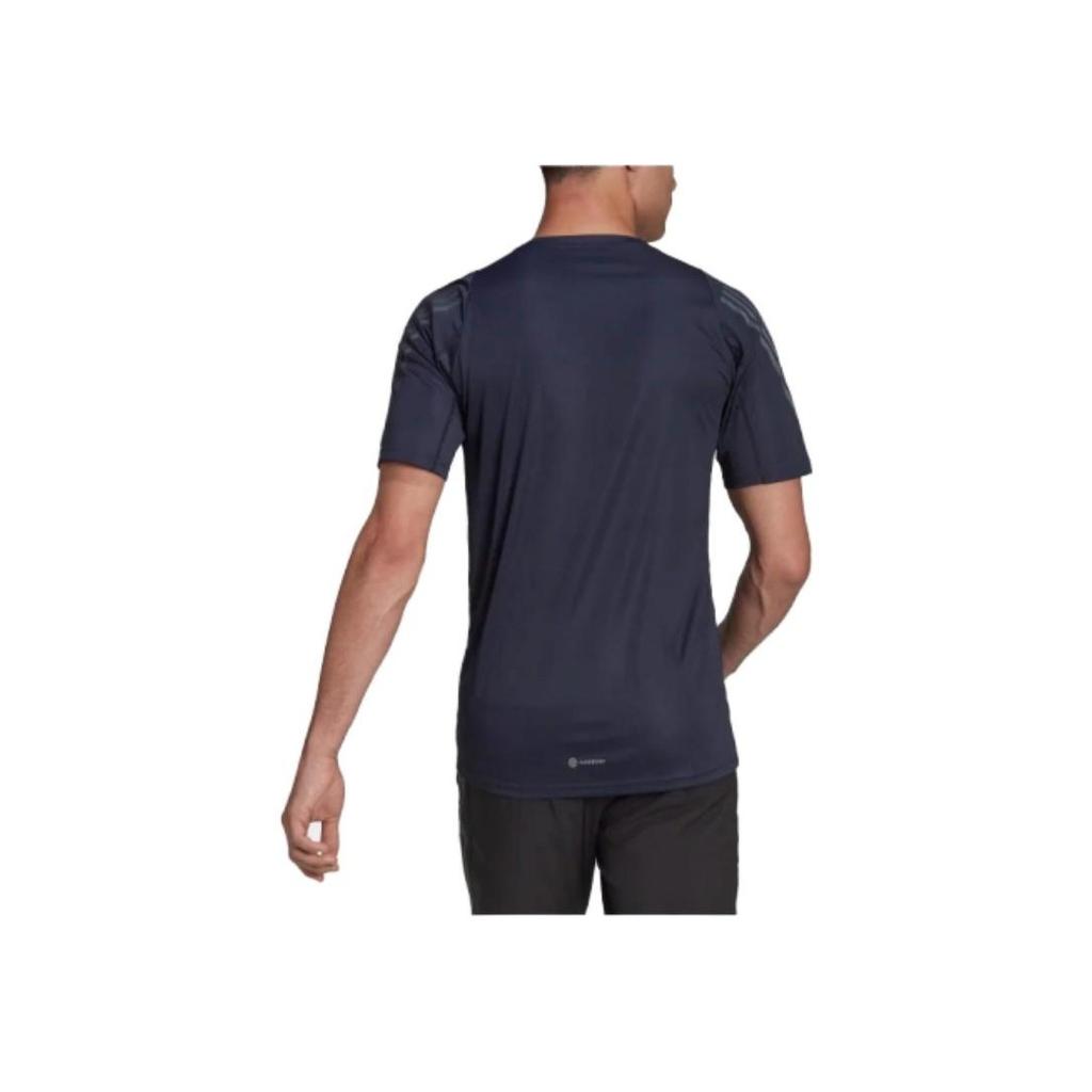 Adidas Solid Color Crew Neck T-Shirt With Logo Print Men Tops Navy-Blue HE2475