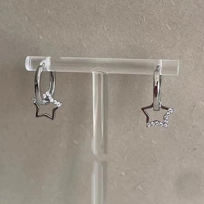 1Pair Sweet Crystal Star Drop Earring For Women Girl Fashion Zircon Silver Color Five-Pointed Star Ear Buckle Party Jewelry