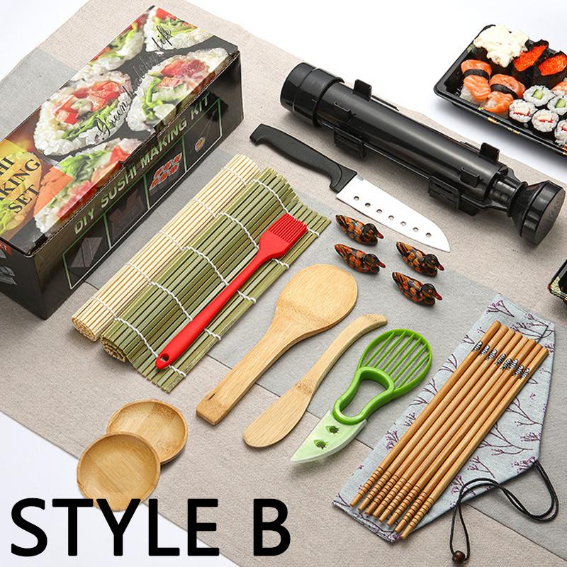 Sushi Mold  Sushi Maker Set Machine Bazooka Roller Kit Vegetable Meat Rolling Bamboo Mat DIY Kitchen Tools Gadgets Accessories