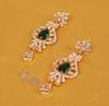 Touchstone India Bollywood Aspirations Traditional Indian Peacock Motif Faceted Faux Emerald Gold Tone White Rhinestones Spectacular Designer Bridal