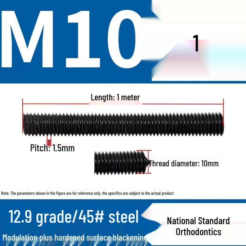 High-Strength Full Thread Lead Screw, 10.9 & 12.9 Grade, M8, National Standard