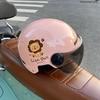 Women's Cute Cartoon Cat Electric Scooter Motorcycle Safety Helmet - Winter All Seasons, New National Standard, Half Helmet