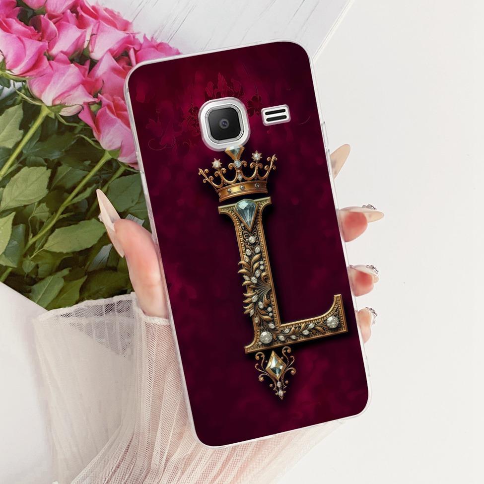 Clear For Samsung J1 mini Case Cover Luxury Crown A-Z Letter 2D Painted Soft Casing For Samsung Galaxy J1 mini SM-J105B SM-J105H