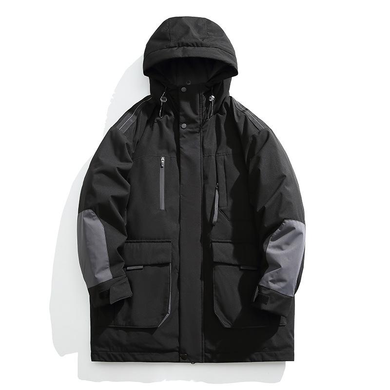 

Мужская куртка-пуховик средней длины для работы на открытом воздухе, водонепроницаемая, с капюшоном, для пары, повседневная, универсальная, модная, для мужчин 2XL