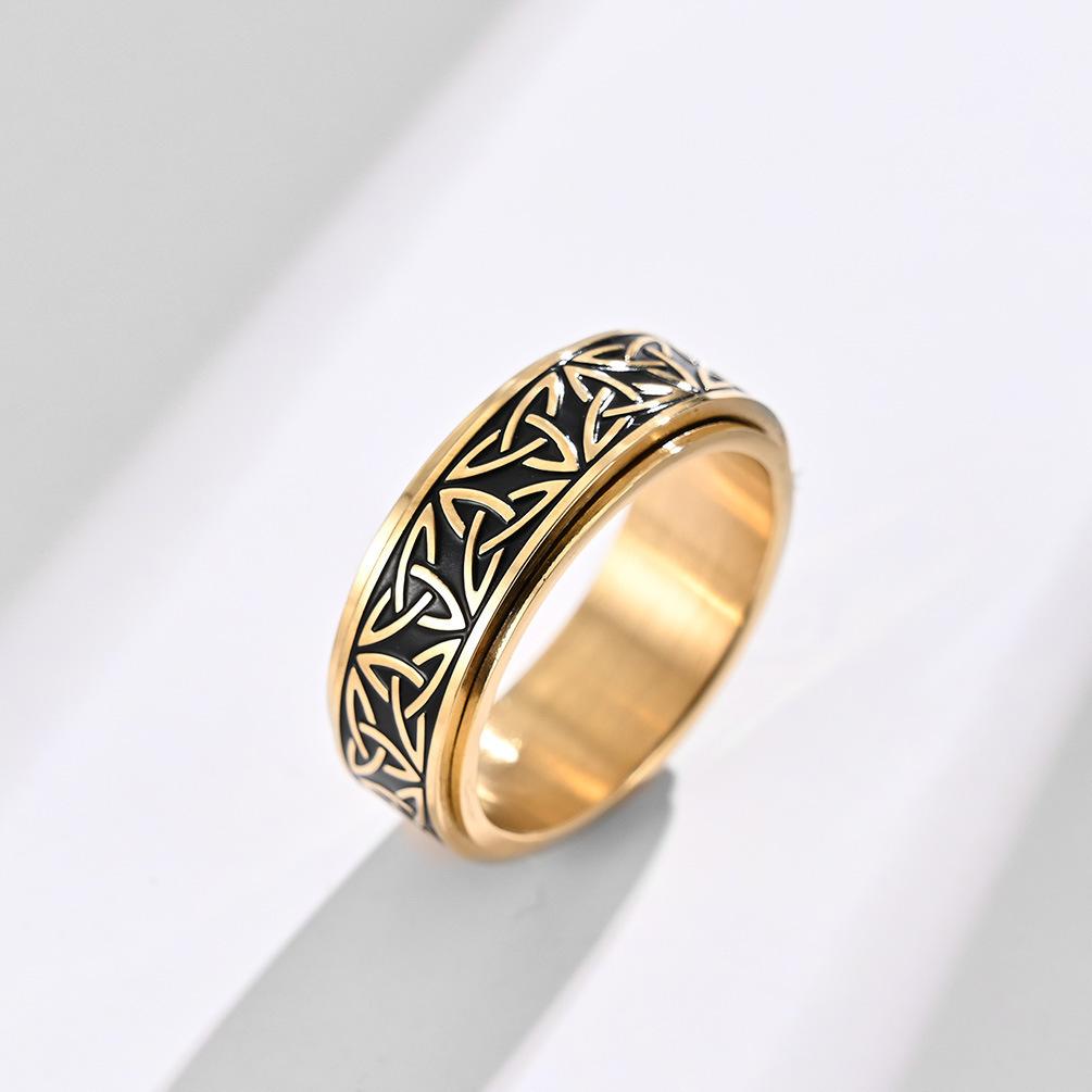 Antique Viking Rune Spinning Couple Rings Norse Engraved Band Handmade Jewelry Gift for Couples