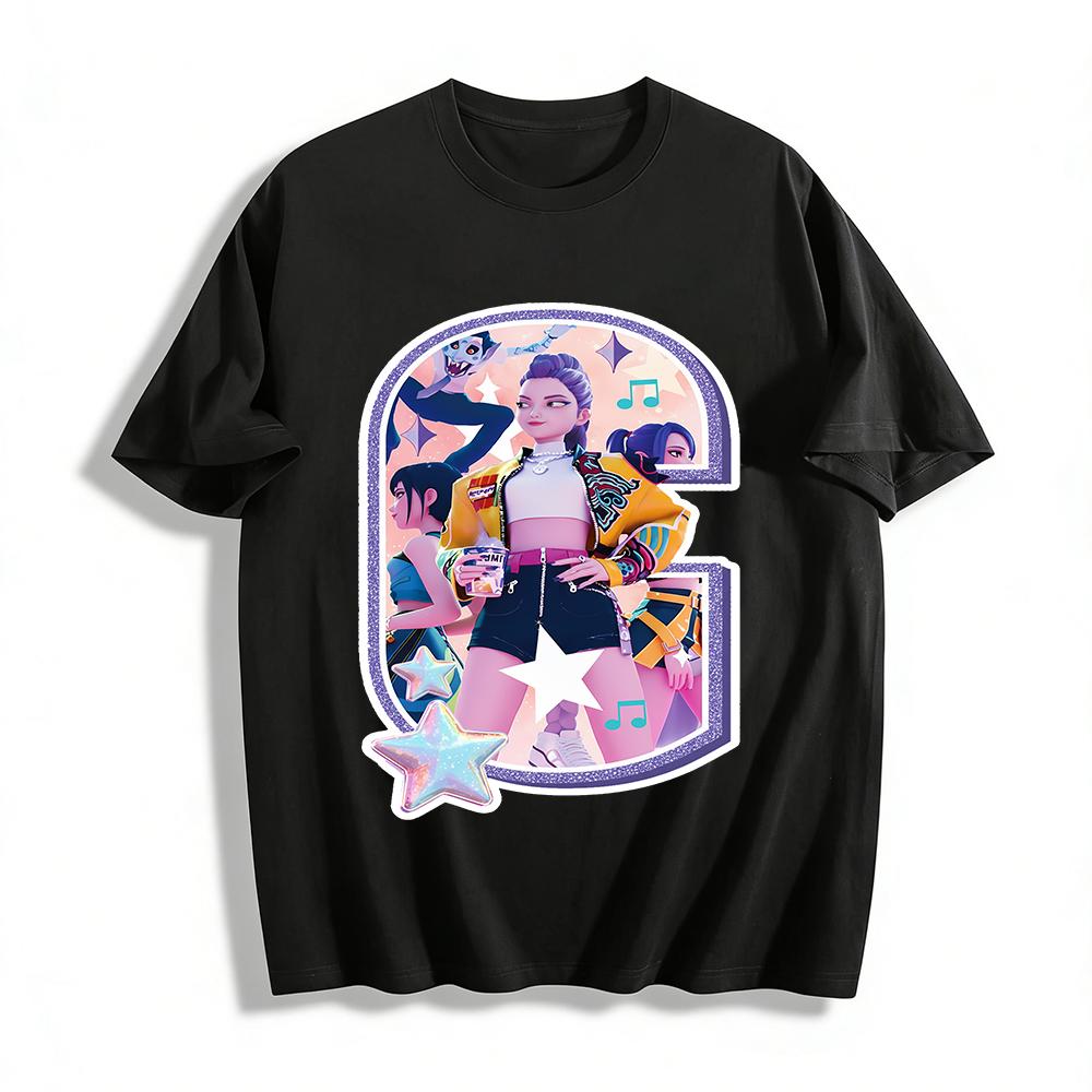 

Cool Girl Group Print Casual Top Street Style Cartoon Pattern Loose Fit Unisex T-Shirt Pure cotton T-shirt XXS