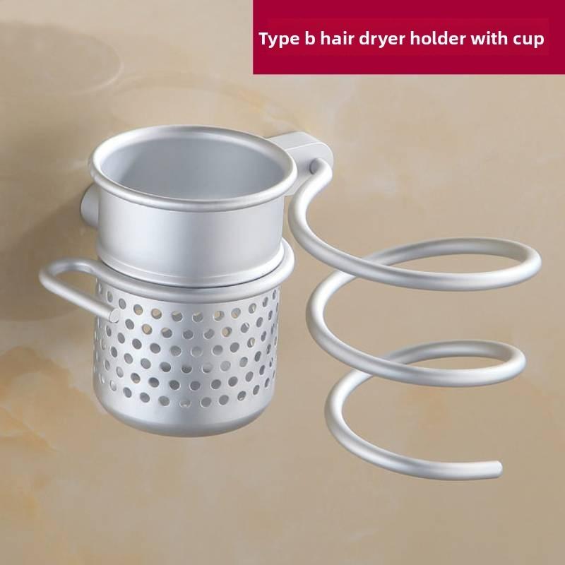 Hair Spiral Blow Dryer Stand Flat Holder Wall Mounted Hang Organizer Supplies