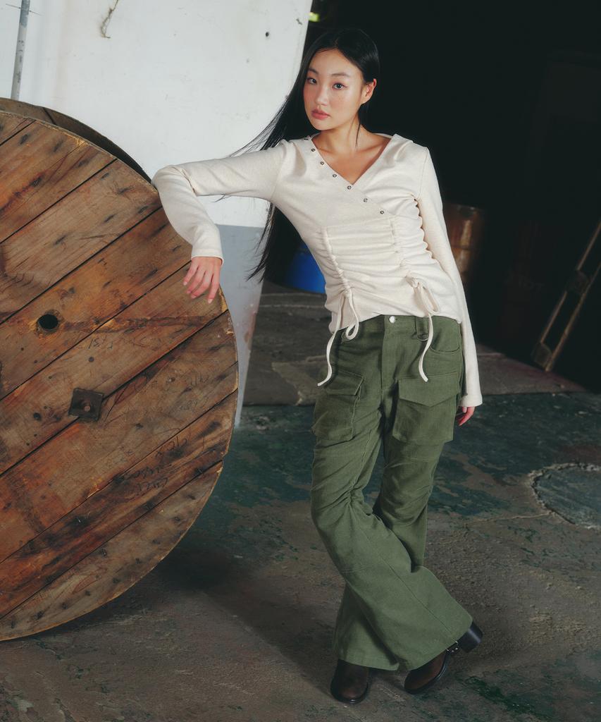 LALAFOX Bootcut Cargo Pants Khaki Bq4Wp009