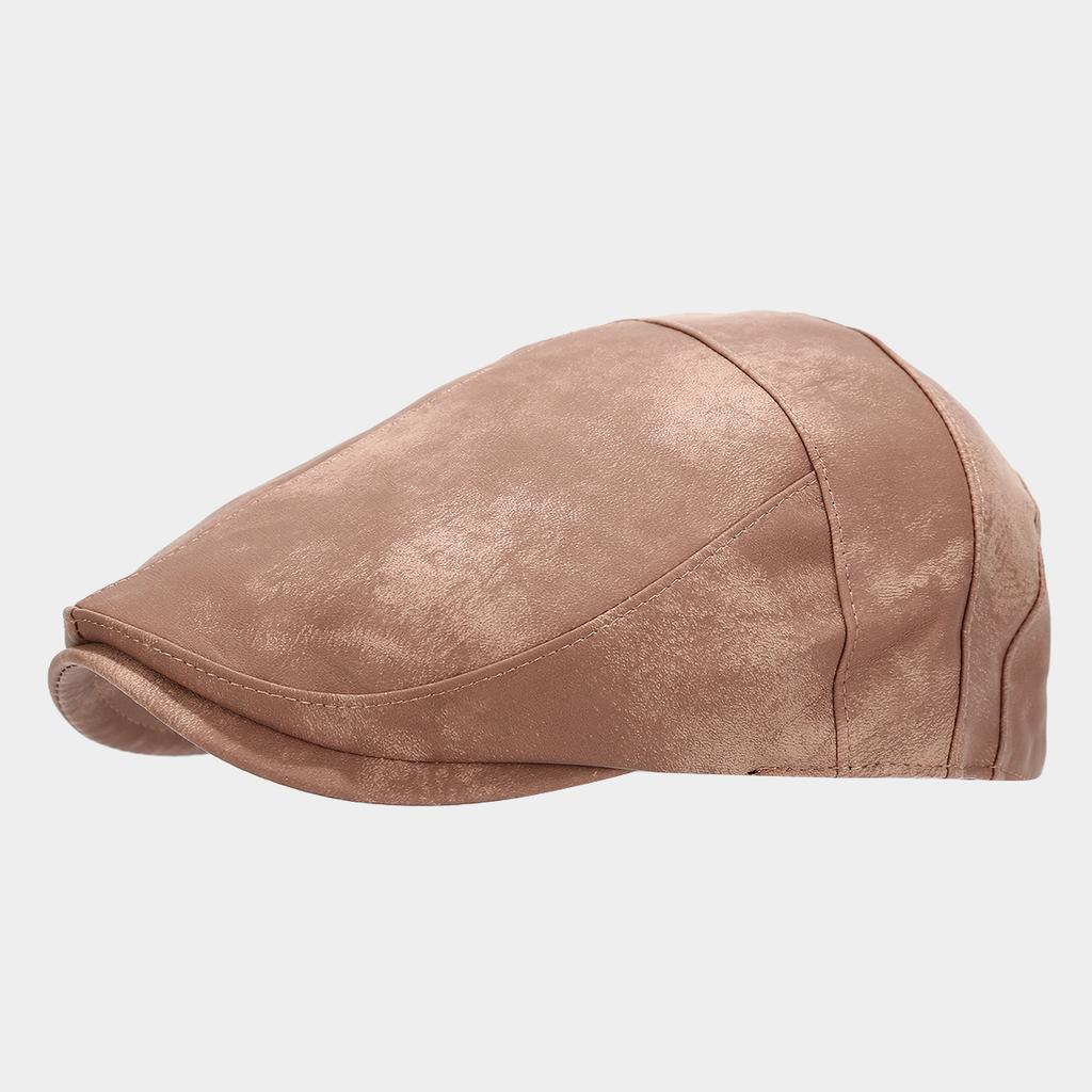 European and American Tie-dye Leather Forward Hat Women's Autumn New Face Small Beret Men's Retro Can Wear Caps Before and After