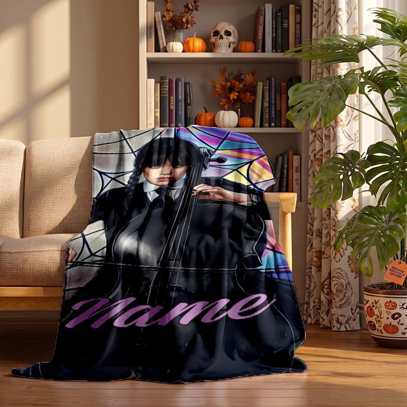 Wednesday Custom Flannel Blankets Soft Warm Cozy Throws for Home Decor Holiday Gifts