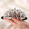 Korean Style Rhinestone Bridal Headdress: High-End Round Crown for Weddings & Performances