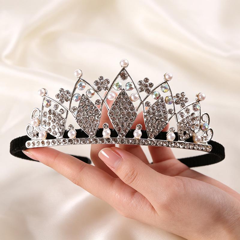 Korean Style Rhinestone Bridal Headdress: High-End Round Crown for Weddings & Performances