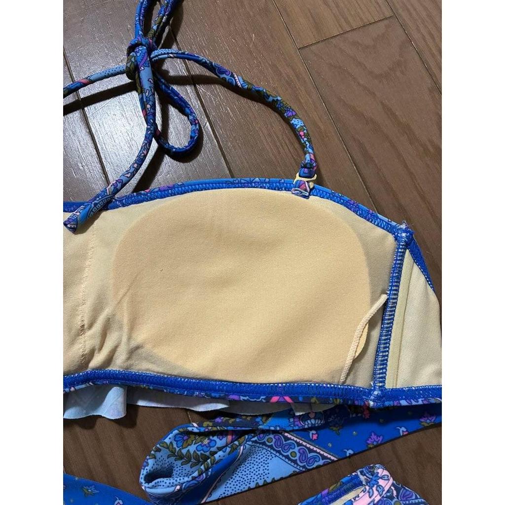 Used ALBA ROSA Bikini Paisley Pattern Ruffles Blue