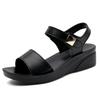 Women Chunky Sandals Casual Black Thick Sole Wedge Shoes Height Increase Platform Open Toe Sandals for Mother