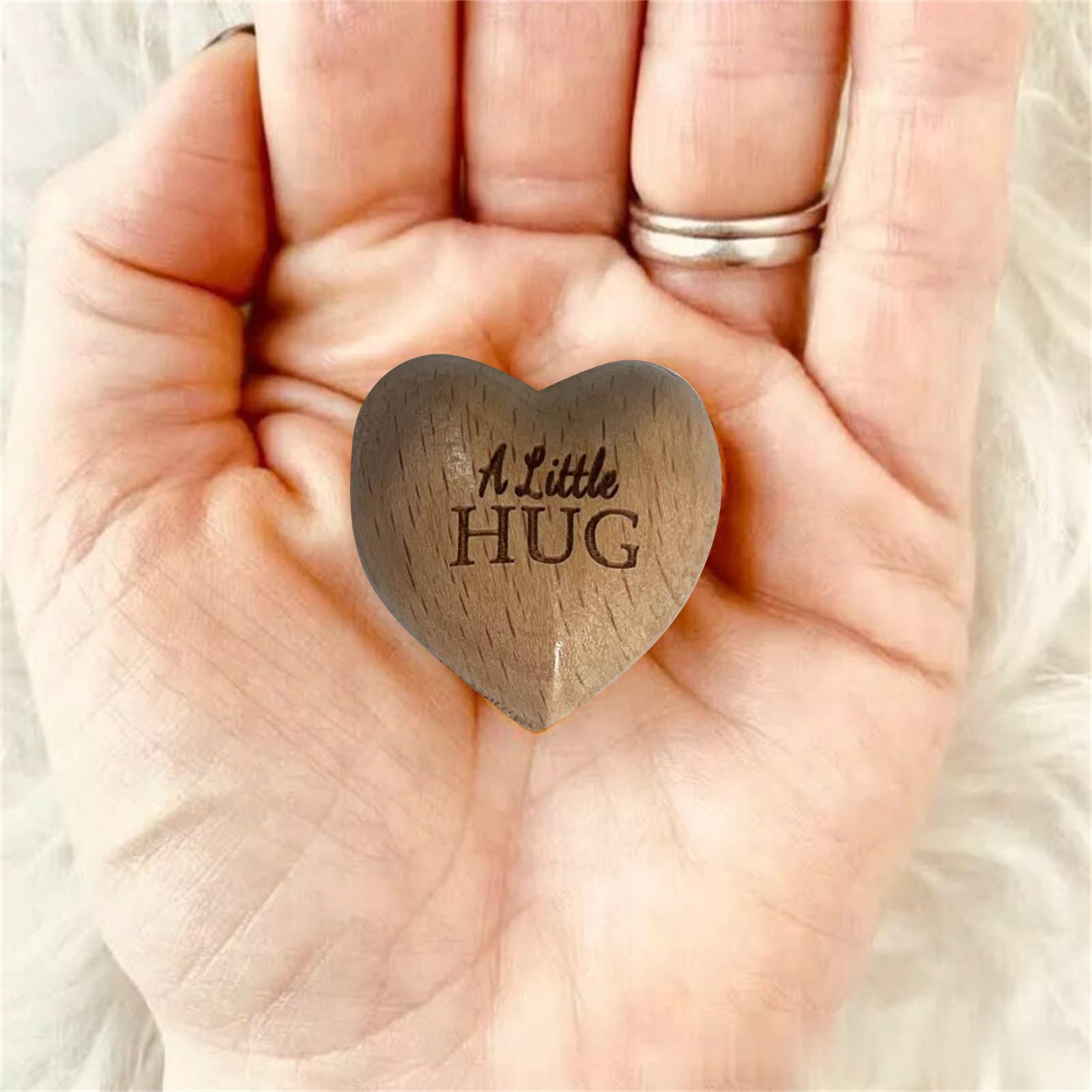 

Little Pocket Hugss Wooden Heart Tokens Miss You Note Isolation Gift For Someone You Love Decoration One Size