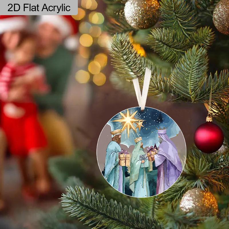 1pc Epiphany, Three Dynasties Saint  Acrylic Round-shaped Pendant, Party Holiday Decor, Home Decor, Window Pendant Decor, Decor Sign(No Electricity)