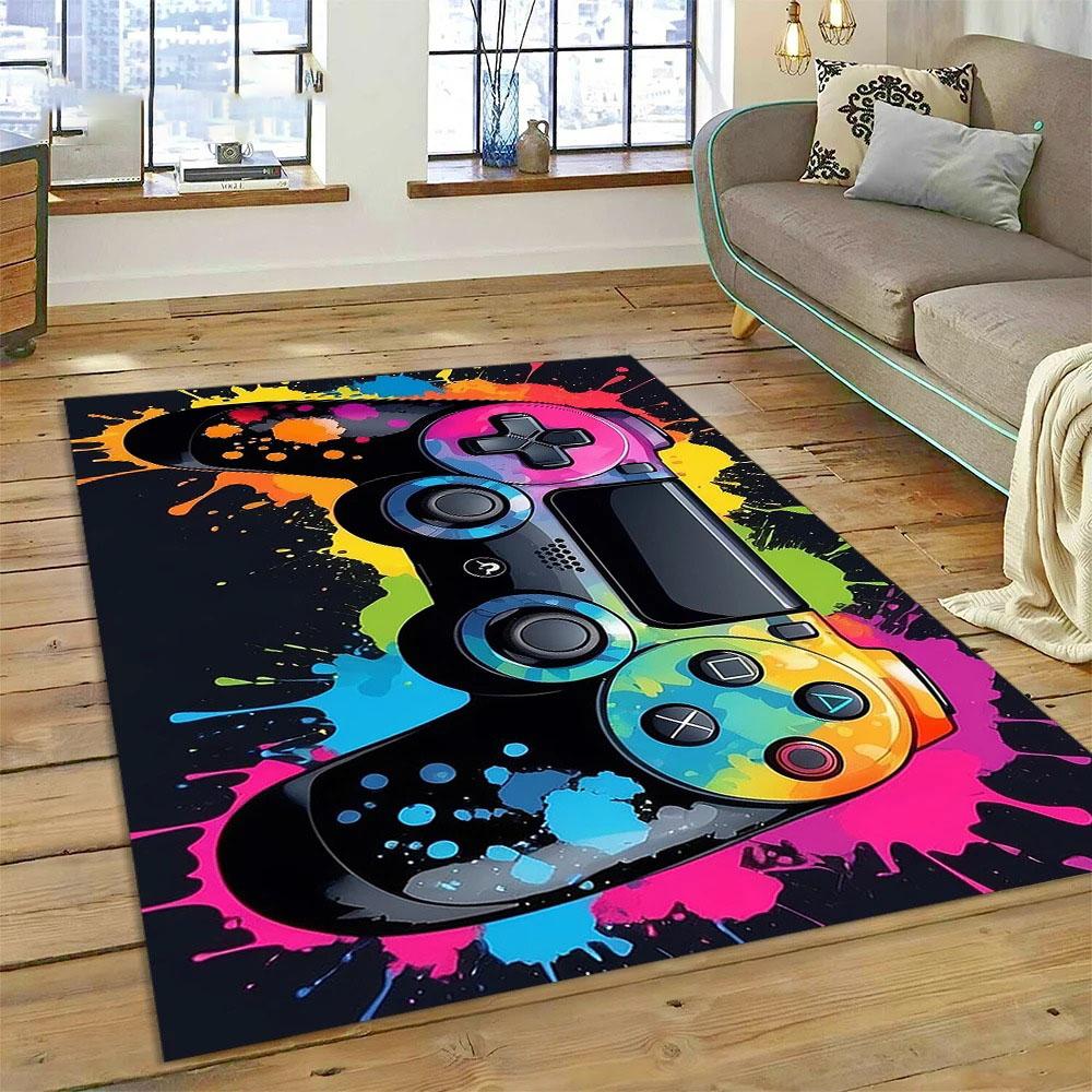 Console Gaming Carpet for Boy's Bedroom Living Room Decoration Washable Polyester Anti Slip Floor Mat Sofa Decor Big Size Rug