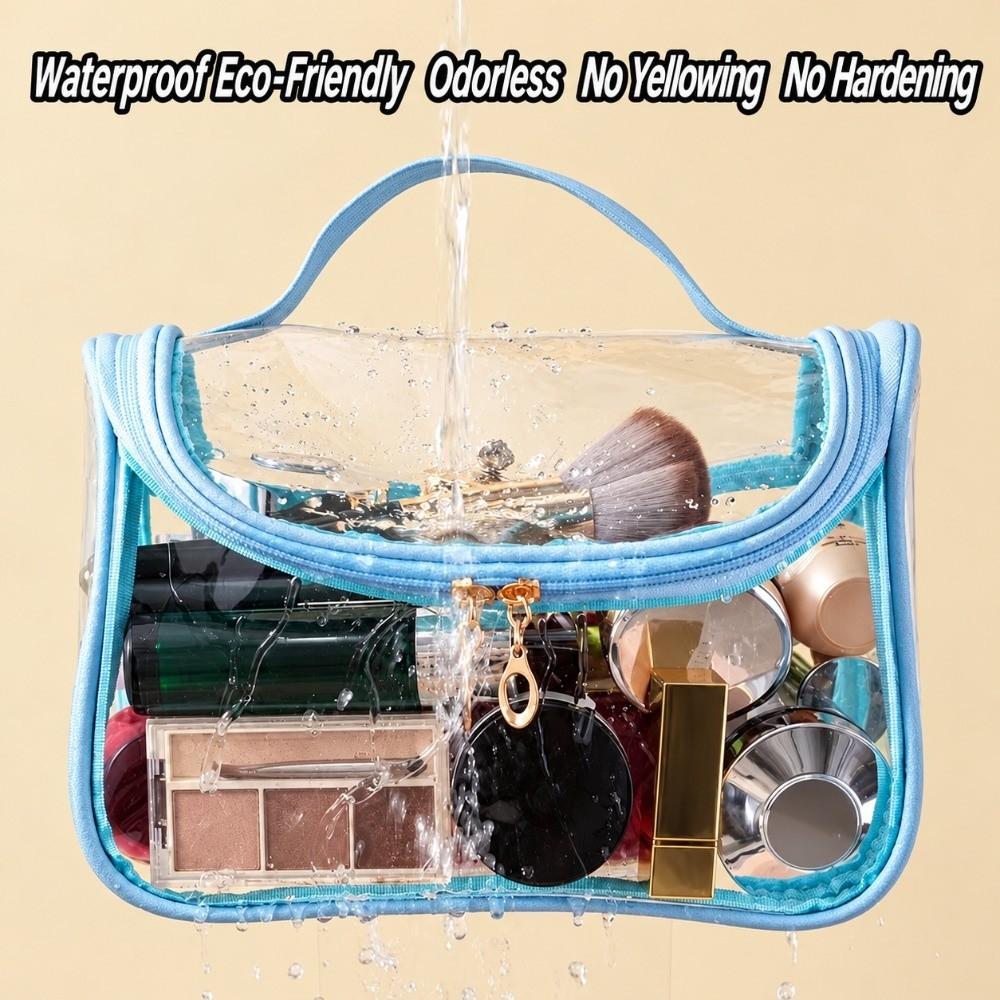 Zippered Travel Cosmetic Bag Transparent PVC Waterproof Cosmetic Bag  Daily Travel