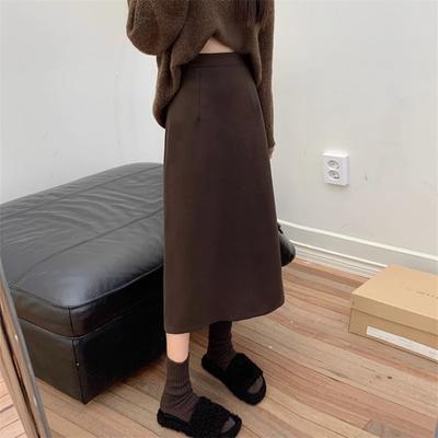 Jupe trapèze élastique taille haute pour femme, couleur unie, style rétro, fendue