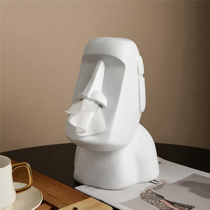 M-Modern-Easter Island Stone Statue Paper Towel Box Home Decoration Statue Retro Living Room Decoration Home Accessories