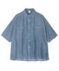 PARTIMENTO Stone Washed Denim Boxy Oversized Half Shirt Blue