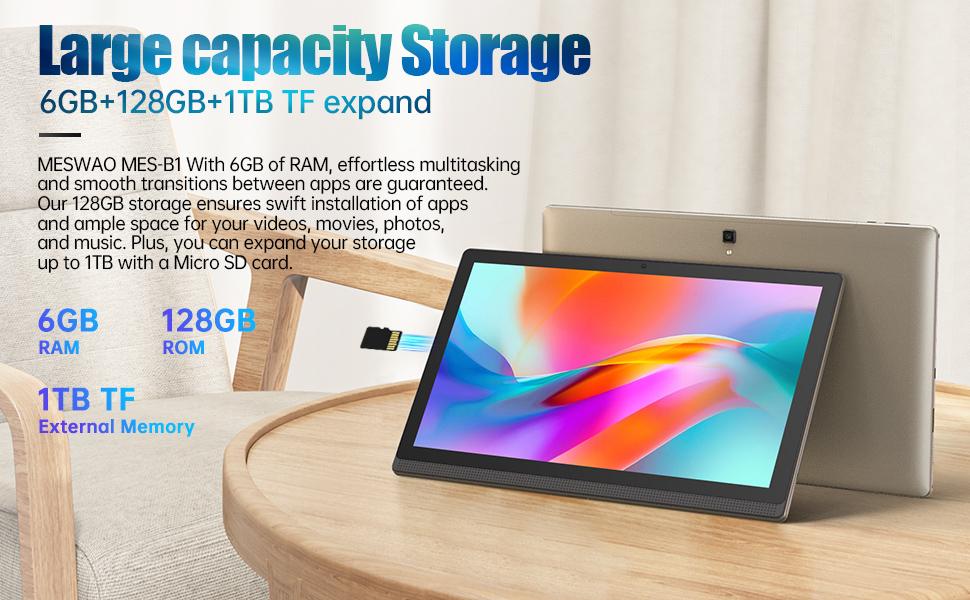 MESWAO B1 14,1" Tablet, 14,1 Zoll 1920*1080 IPS-Bildschirm, MTK6769 8 Kerne, 6 GB RAM 128 GB ROM, Android 13, 13 MP+5 MP Kamera, 10000 mAh Akku
