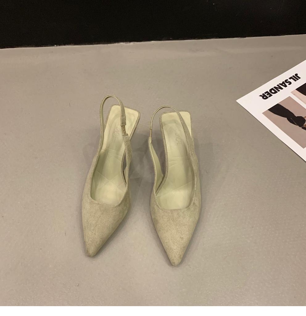 Niche French high-heeled black bag head sandals fairy shoes 2025 new spring and summer pointed temperament single shoes