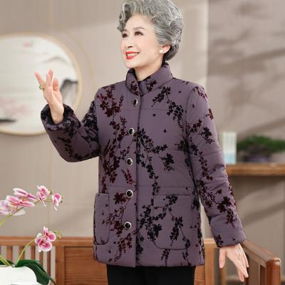 Grandma Winter Padded Jacket Old Lady Velvet Thickened Padded Jacket Middle Old Winter Coat Women's New Mother Clothing Large Size