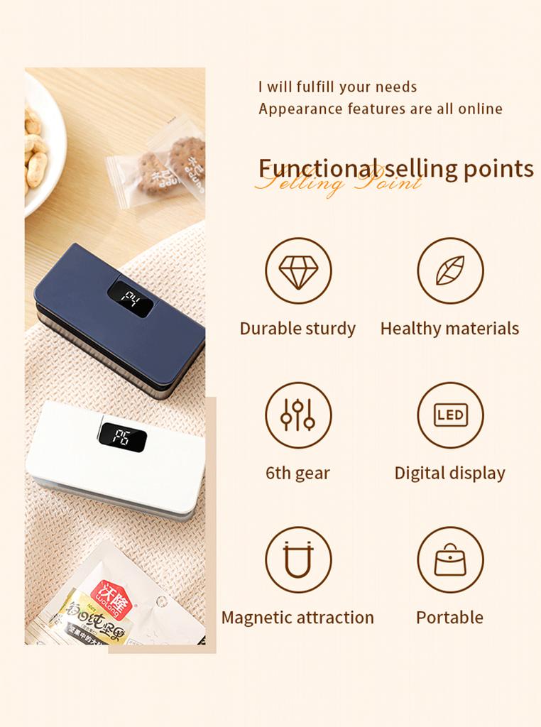 Mini Heating Bag Sealer Storage Packaging Food Bag Sealing Machine Handheld Plastic Clip Bag Sealer Snack Packaging Heat Sealer