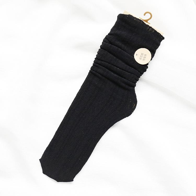 Women's Spring/Summer Cable Knit Slouch Socks with Lettuce Edge
