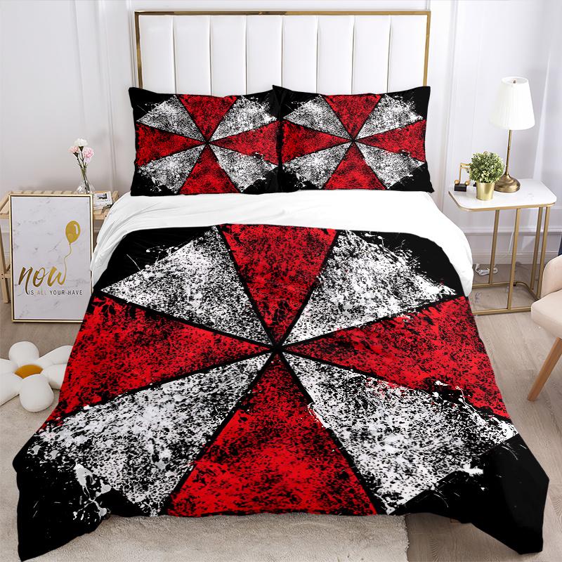 3pcs Creative Design Resident Evil Print Bedding Set (1 Cover + 2 Pillowcases, Without Inserts), This Printed Bedding Set Is Soft and