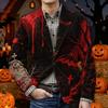 Herren Halloween Print Corduroy Warme Blazerjacke mit Taschen Lässiger Anzugmantel Knopfleiste Vorne Langarm Oberbekleidung