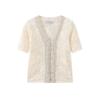 Fashion Style 2024 Autumn New Arrival Women's Stylish Short Sleeve Easiest for Match Jacquard Mesh Romantic Tops 6236101